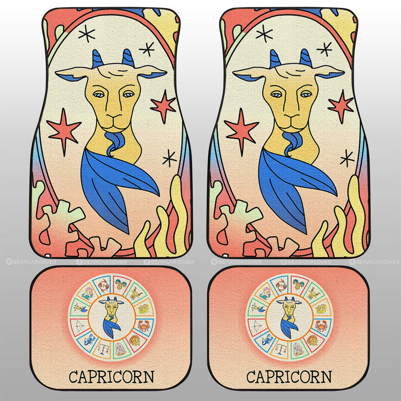 Capricorn Colorful Car Floor Mats Custom Zodiac Car Accessories