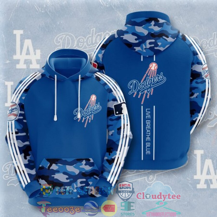 Mlb Los Angeles Dodgers Live Breath Blue Camo Hoodie 3D Mlb Los Angeles Dodgers Live Breath Blue Camo Hoodie 3D
