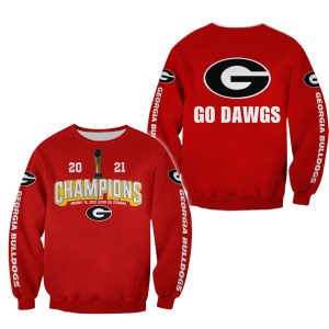 2021 Champions Georgia Bulldogs Red 3D Shirt