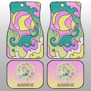 Aquarius Colorful Car Floor Mats Custom Zodiac Car Accessories