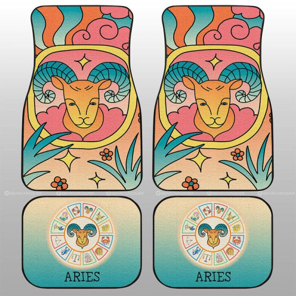 Aries Colorful Car Floor Mats Custom Zodiac Car Accessories