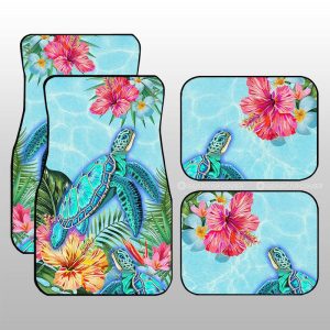 Beautiful Turtle Car Floor Mats Custom Flower Hibiscus Car Accessories