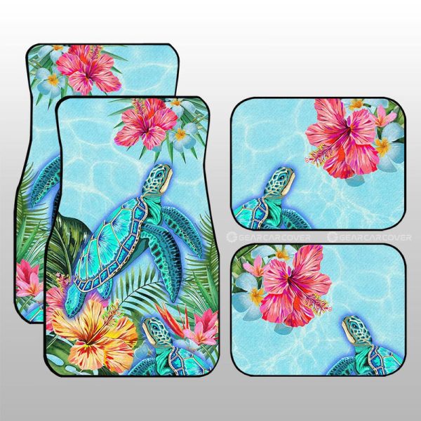 Beautiful Turtle Car Floor Mats Custom Flower Hibiscus Car Accessories