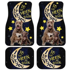 Best Dad Ever Pitbull Car Floor Mats Custom I Love You To The Moon And Back Cool Car Accessories