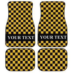 Black Yellow Checkered Personalized Car Floor Mats