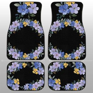 Blue Flowers Car Floor Mats Custom Personalized Name Car Accessories