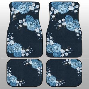 Blue Rose Car Floor Mats Custom Personalized Name Car Accessories