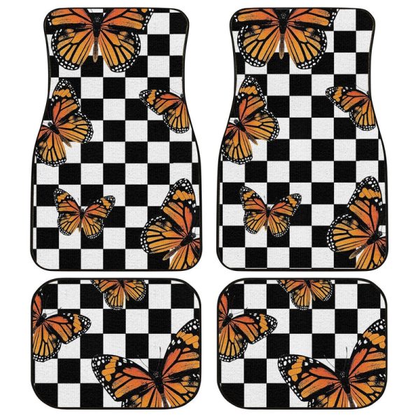 Checkerboard Butterfly Car Floor Mats Custom Car Accessories