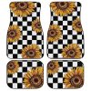 Checkerboard Sunflower Car Floor Mats Custom Car Accessories