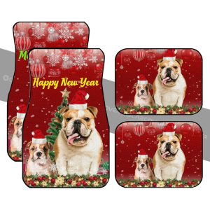 Christmas Bulldogs Car Floor Mats Custom Car Interior Accessories For Dog Lovers