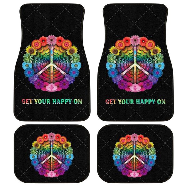 Colorful Flower Peace Car Floor Mats Get Your Happy On Car Accessories