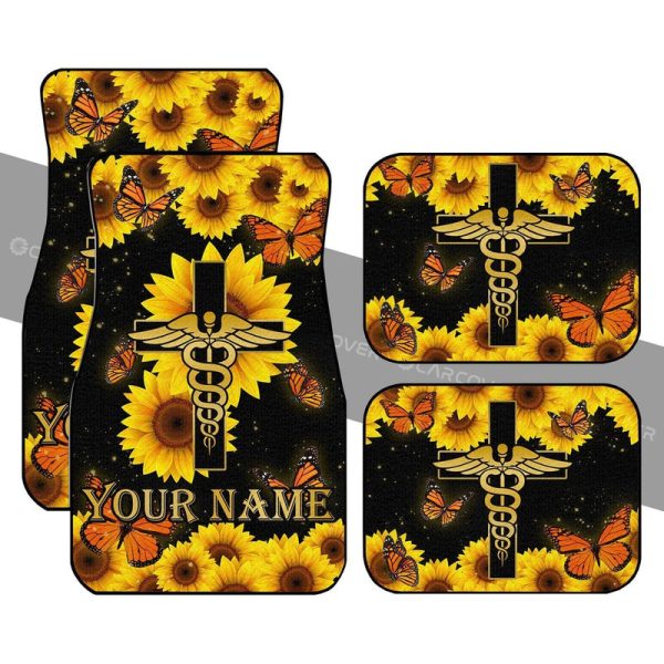 Custom Name Nurse Car Floor Mats Custom Sunflower Car Accessories