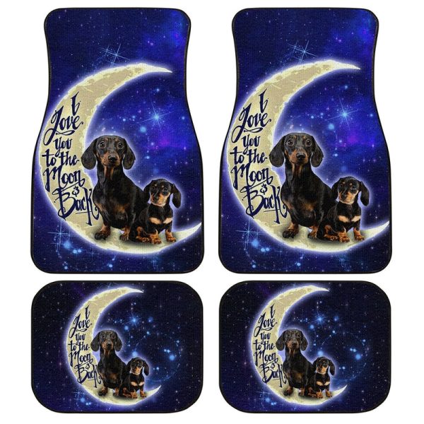 Cute Dachshund Car Floor Mats Custom I Love You To The Moon And Back Galaxy Car Accessories Meaningful