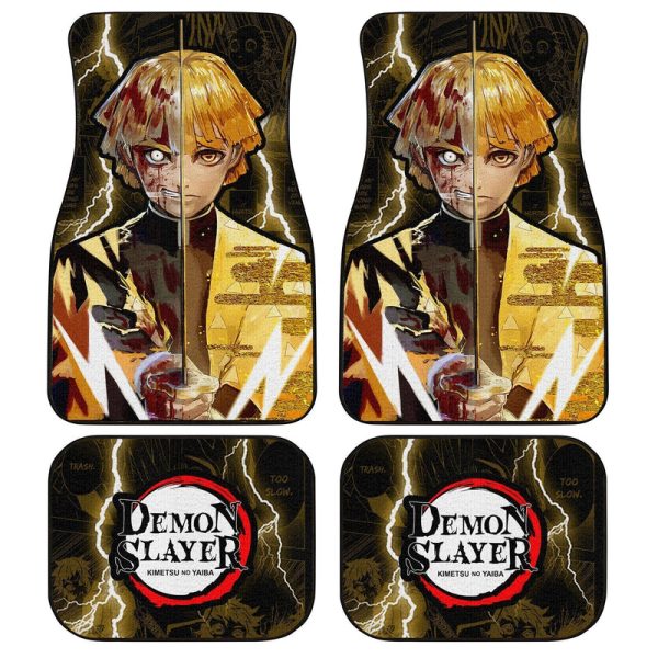 Demon Slayer Zenitsu Car Floor Mats Custom Face Anime Car Accessories