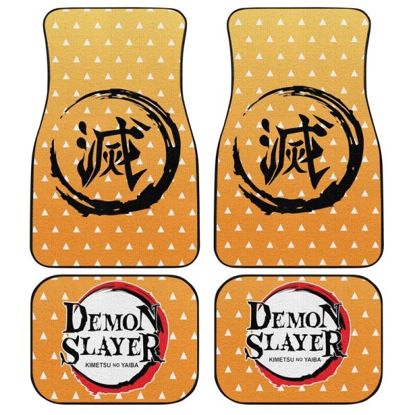 Demon Slayer Zenitsu Uniform Car Floor Mats Custom Anime Car Accessories