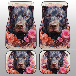 Dog Pitbull Floral Car Floor Mats Custom Car Accessories