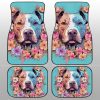 Dog Pitbull Floral Car Floor Mats Custom Car Accessories