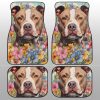 Dog Pitbull Floral Car Floor Mats Custom Car Accessories