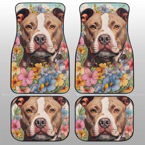 Dog Pitbull Floral Car Floor Mats Custom Car Accessories