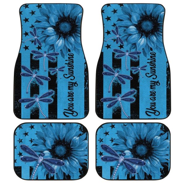 Dragonfly Car Floor Mats Custom Blue Sunflower Car Accessories