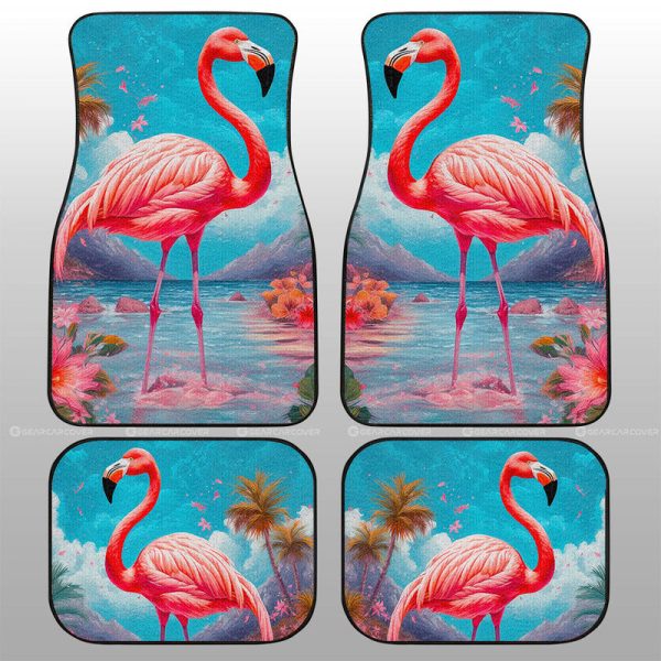 Flamingo Mixed Floral Car Floor Mats Custom Car Accessories