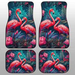 Flamingo Mixed Floral Car Floor Mats Custom Car Accessories