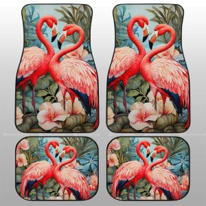 Flamingo Mixed Floral Car Floor Mats Custom Car Accessories