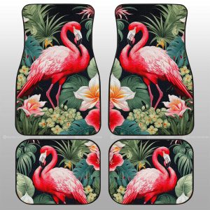 Flamingo Mixed Floral Car Floor Mats Custom Car Accessories