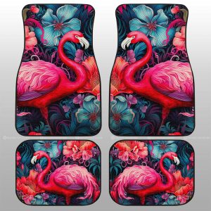 Flamingo Mixed Floral Car Floor Mats Custom Car Accessories