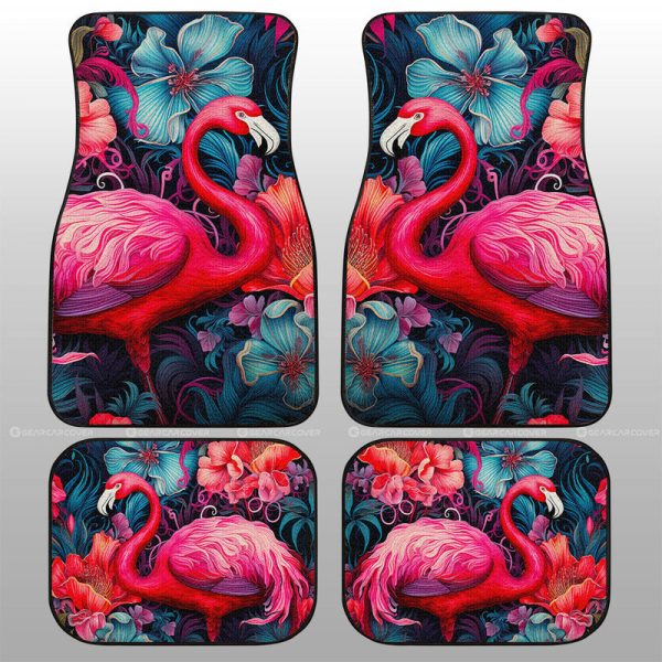 Flamingo Mixed Floral Car Floor Mats Custom Car Accessories