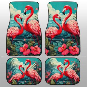 Flamingo Mixed Floral Car Floor Mats Custom Car Accessories