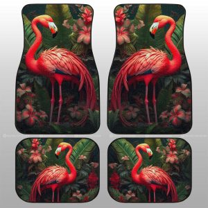 Flamingo Mixed Floral Car Floor Mats Custom Car Accessories