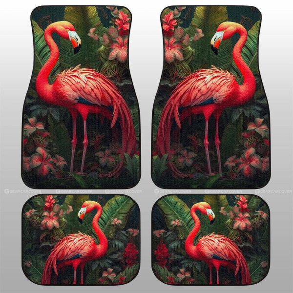 Flamingo Mixed Floral Car Floor Mats Custom Car Accessories