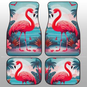 Flamingo Mixed Floral Car Floor Mats Custom Car Accessories