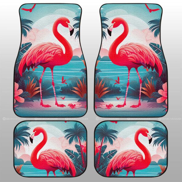 Flamingo Mixed Floral Car Floor Mats Custom Car Accessories