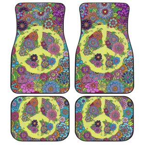 Floral Peace Car Floor Mats Custom Hippie Car Accessories