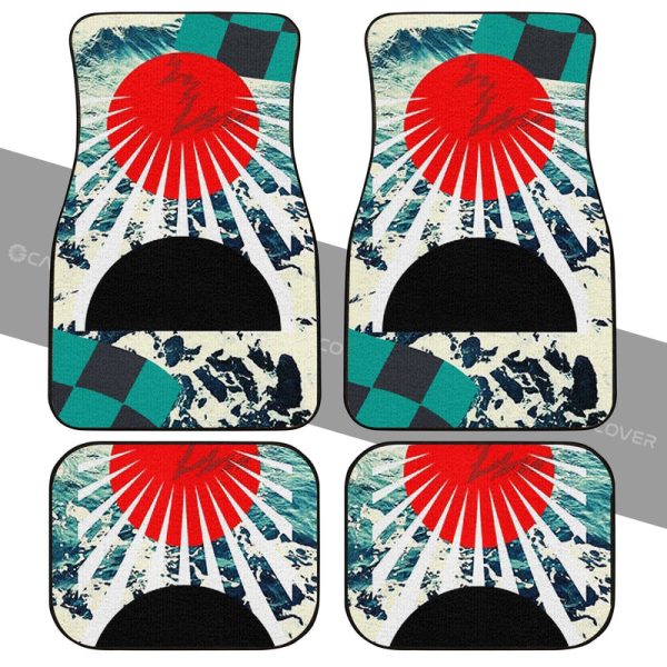 Hanafuda Rising Sun Car Floor Mats Custom Great Wave Car Accessories