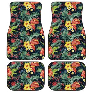 Hawaiian Car Floor Mats Custom Hibiscus Plumeria Flower Car Interior Accessories