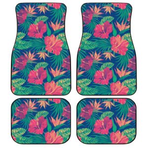 Hawaiian Car Floor Mats Custom Hibiscus Tropical Flower Leaves Car Accessories