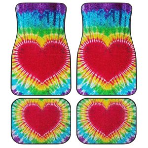 Heart Tie Dye Car Floor Mats Custom Hippie Car Accessories