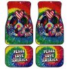 Hippie Sunflower Tie Dye Car Floor Mats Custom Peace Love America Car Accessories Meaningful Gifts