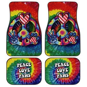 Hippie Tie Dye Car Floor Mats Custom Peace Love Paw US Flag Car Accessories Great