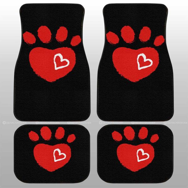 Kitty Dog Paw Love Car Floor Mats Custom Personalized Name Car Accessories