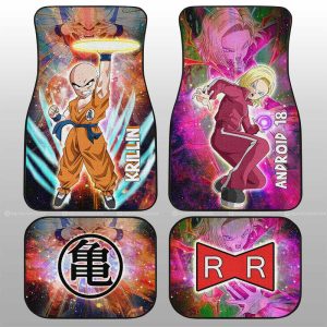 Krillin And Android 18 Car Floor Mats Custom Car Accessories