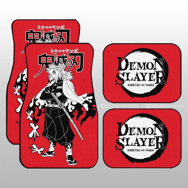 Kyoujurou Rengoku Car Floor Mats Custom Demon Slayer Anime Car Accessories Manga Style For Fans