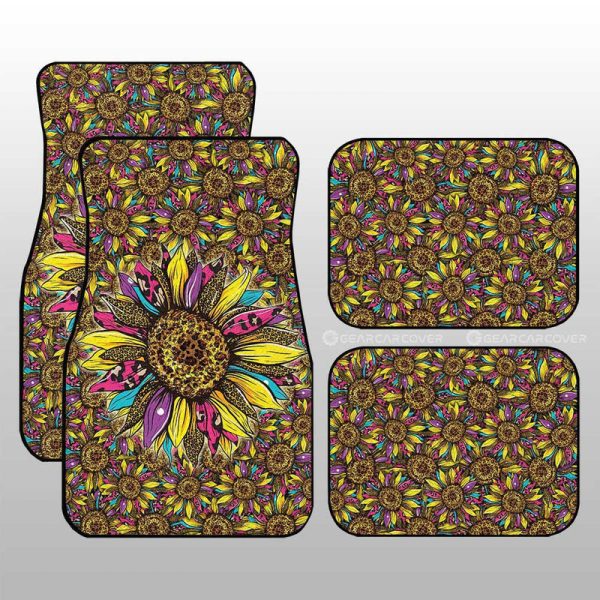 Leopard Sunflower Car Floor Mats Custom Car Accessories