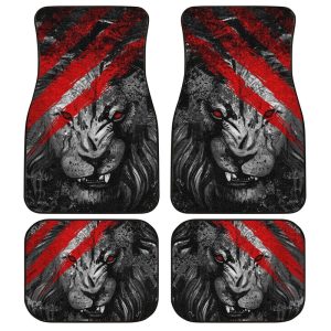 Lion Car Floor Mats Custom Red Scratches Wild Animal Car Accessories