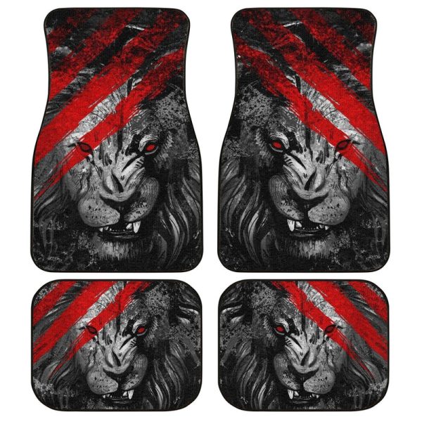 Lion Car Floor Mats Custom Red Scratches Wild Animal Car Accessories