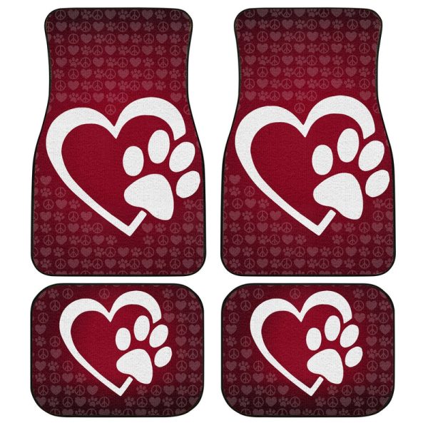 Love Dog Paw Car Floor Mats Custom Dog Lover Car Accessories