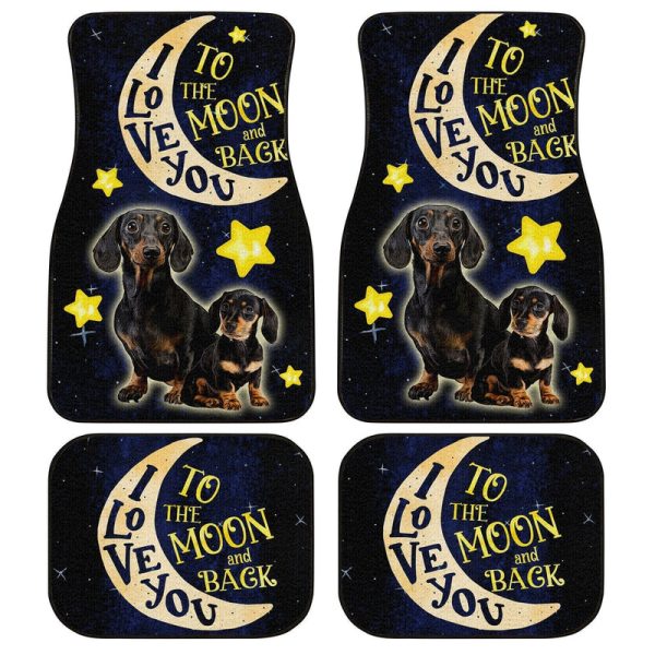 Lovely Dachshund Car Floor Mats Custom I Love You To The Moon And Back Car Accessories Meaningful